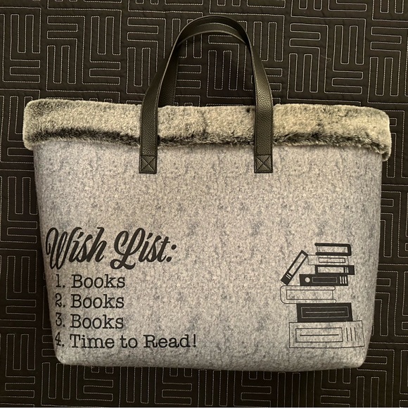 Barnes & Noble Handbags - Barnes & Noble Gray Felt Tote Bag with Black Handles